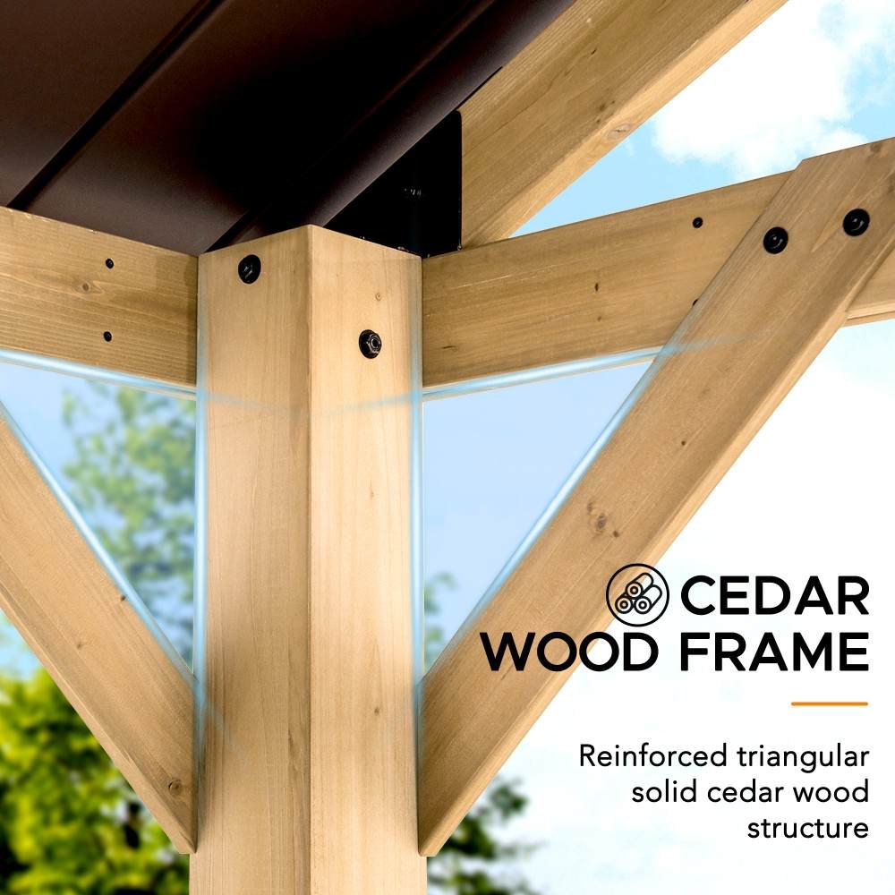 SUNJOY 11x13 Wooden Frame Gable Roof Gazebo with Ceiling Hook.