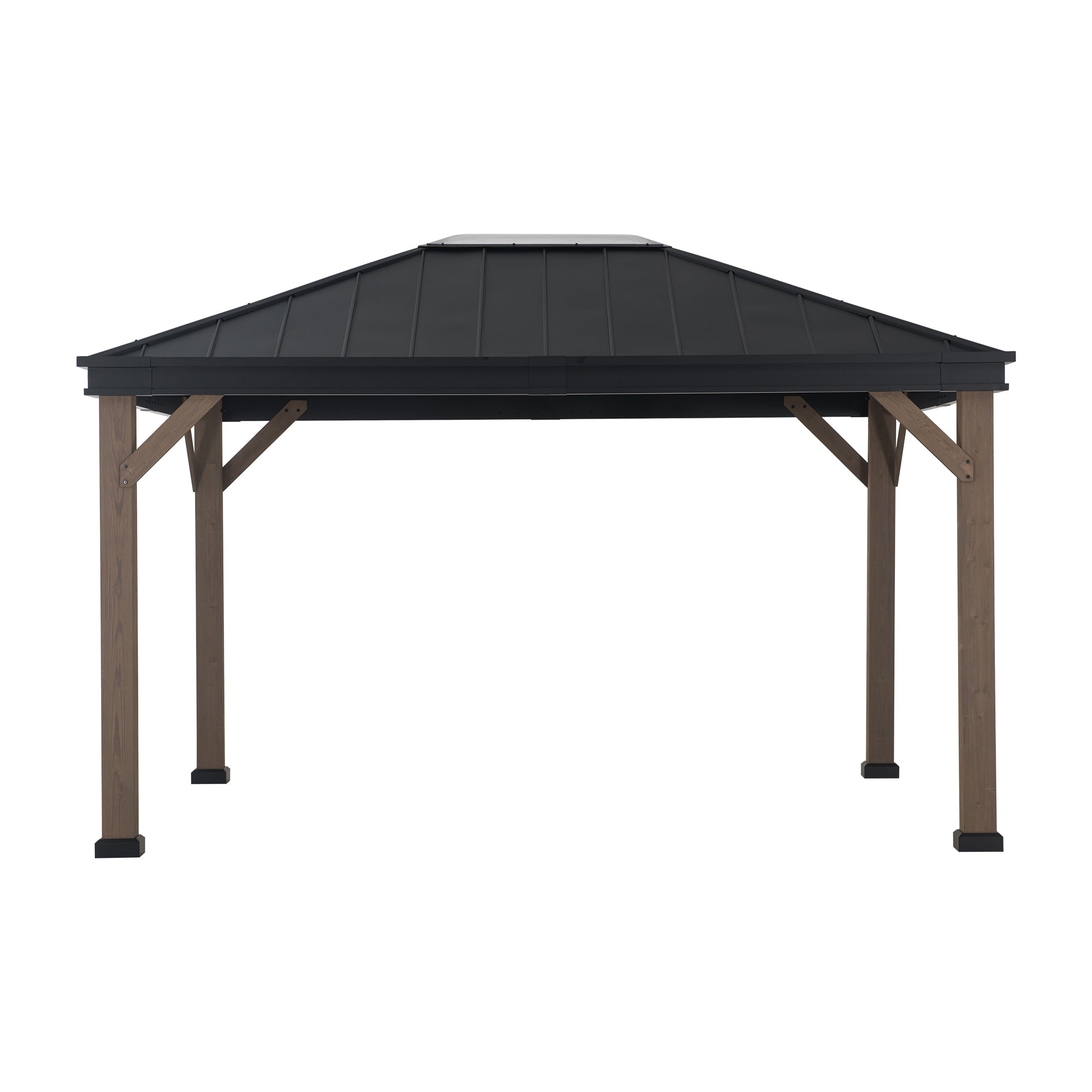 SUNJOY 11x13 Black Steel Hardtop Gazebo with Skylight.