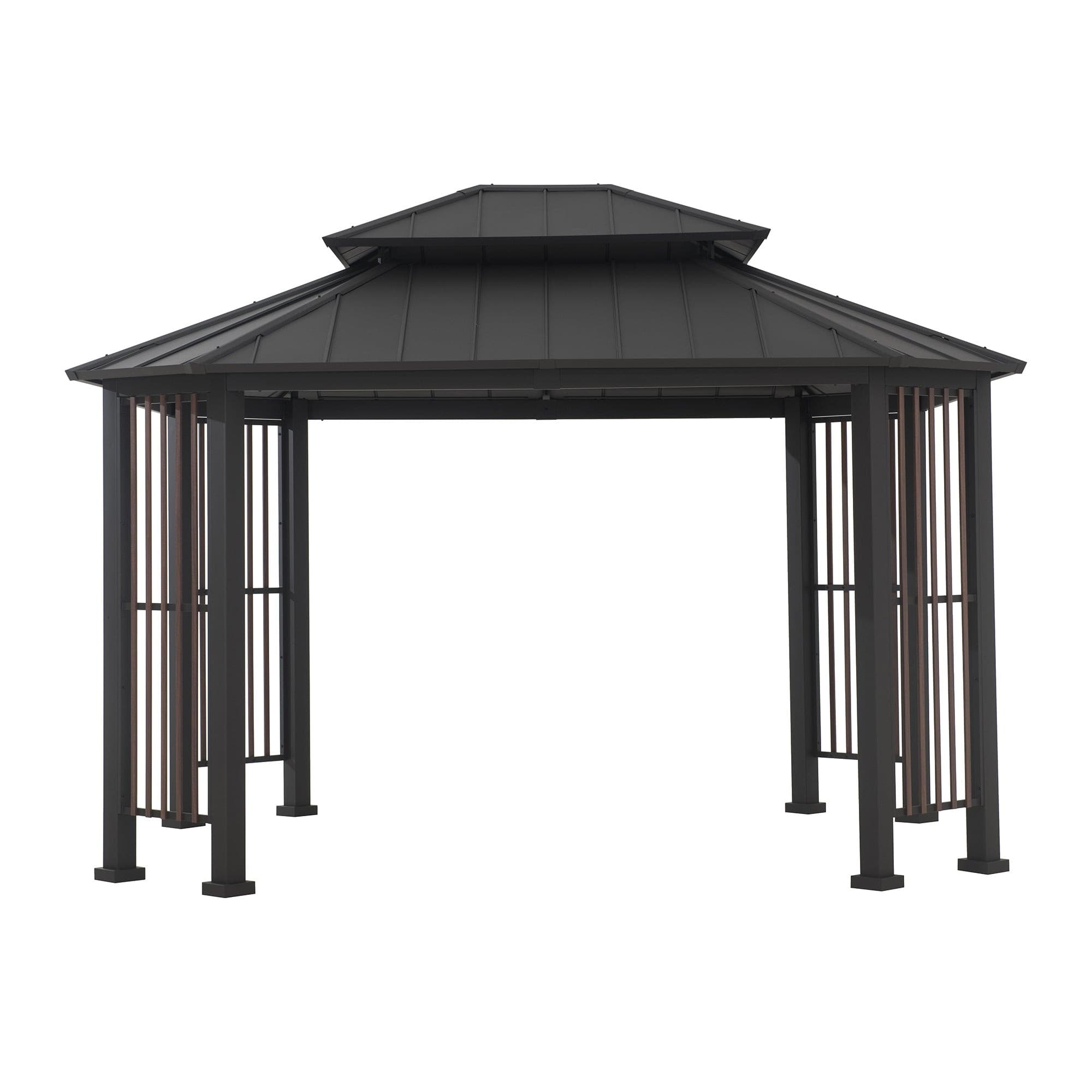 SUNJOY 11x13 Octagon Gazebo with Steel Roof and Ceiling Hook.