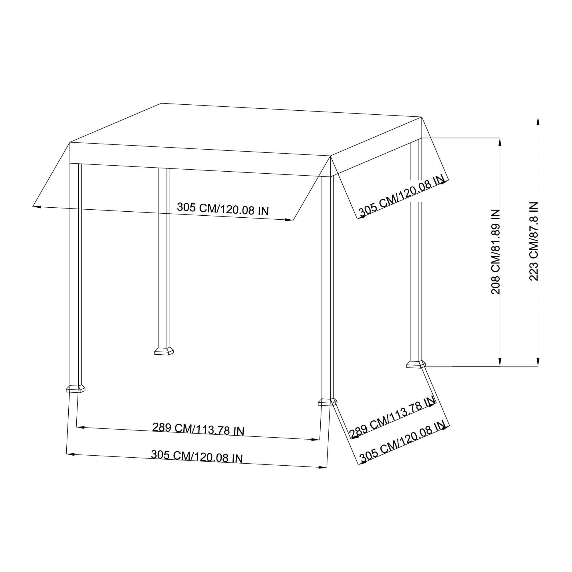 SUNJOY 10x10 White Steel Flat Top Gazebo with Ceiling Hook.