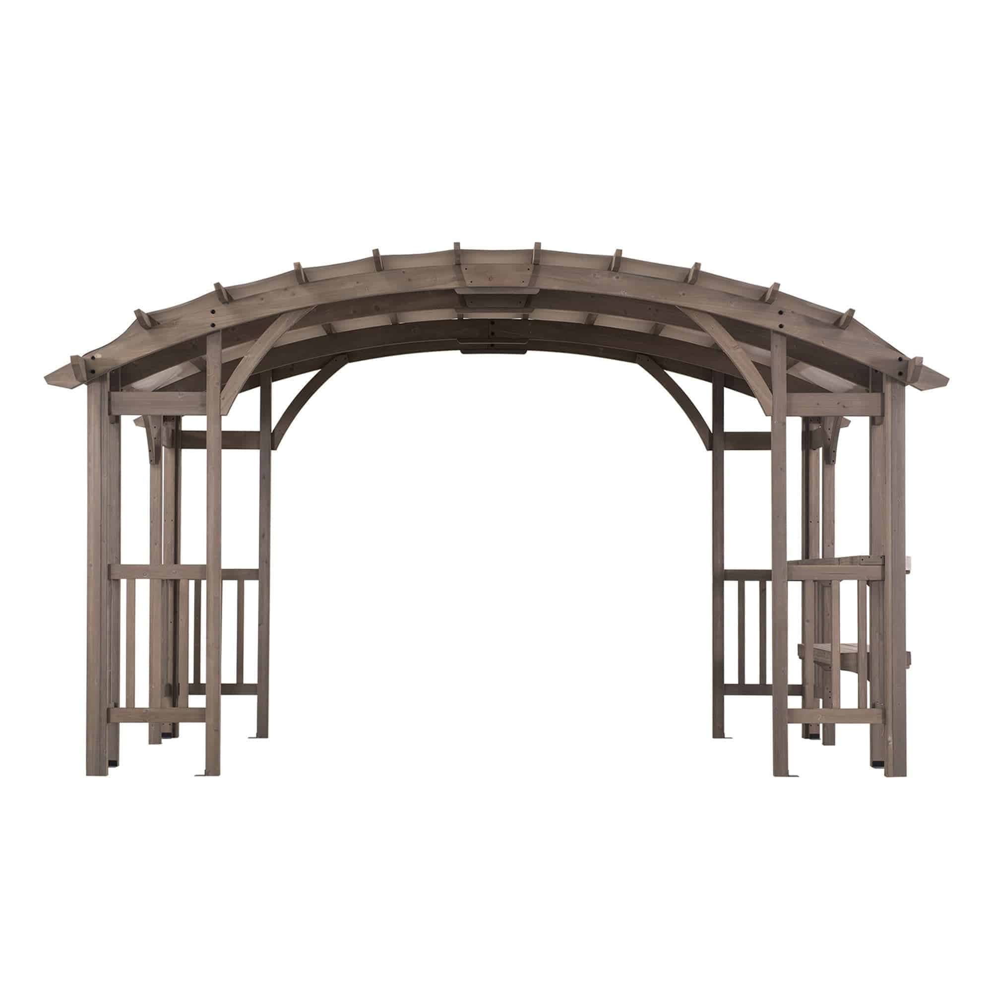 SUNJOY 10x14 Wood Pergola with Sunshade and Shelves.