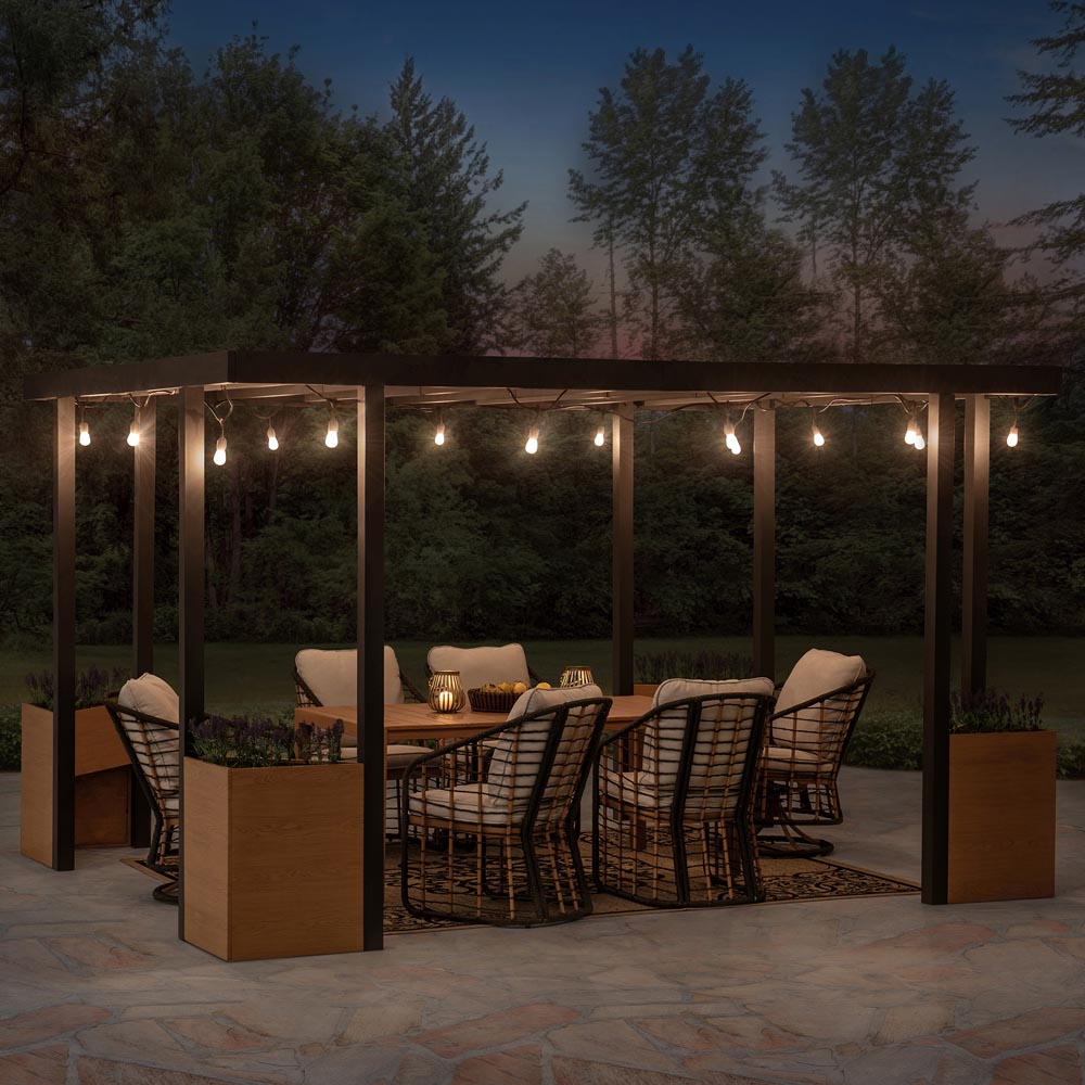 SUNJOY 10x12 Metal Garden Pergola Kit with Planters.