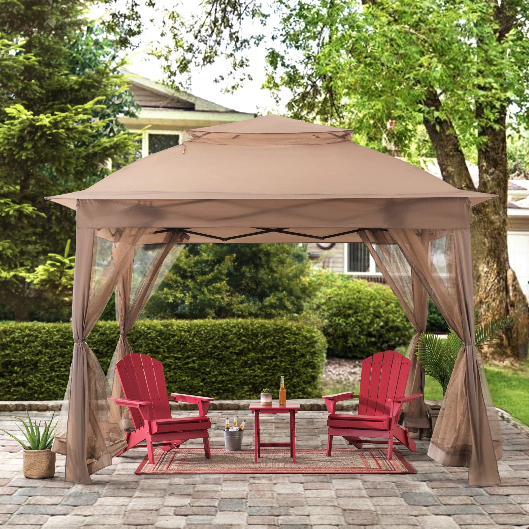 Pergola Pop Up Shade Dome 11x11 Pop Up Gazebo Tent With Netting SUNJOY