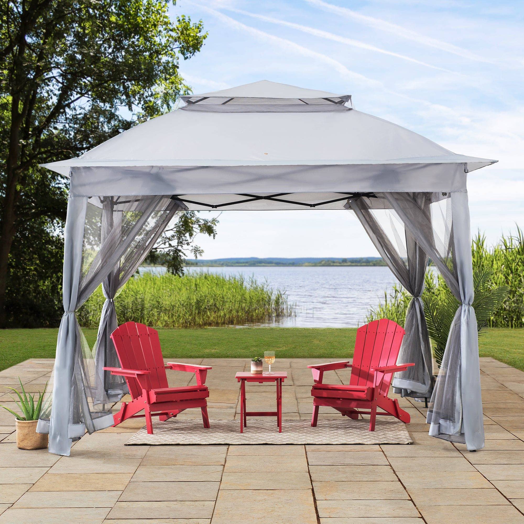 SUNJOY 11x11 Pop Up Gazebo Tent with Netting and Carry Bag.