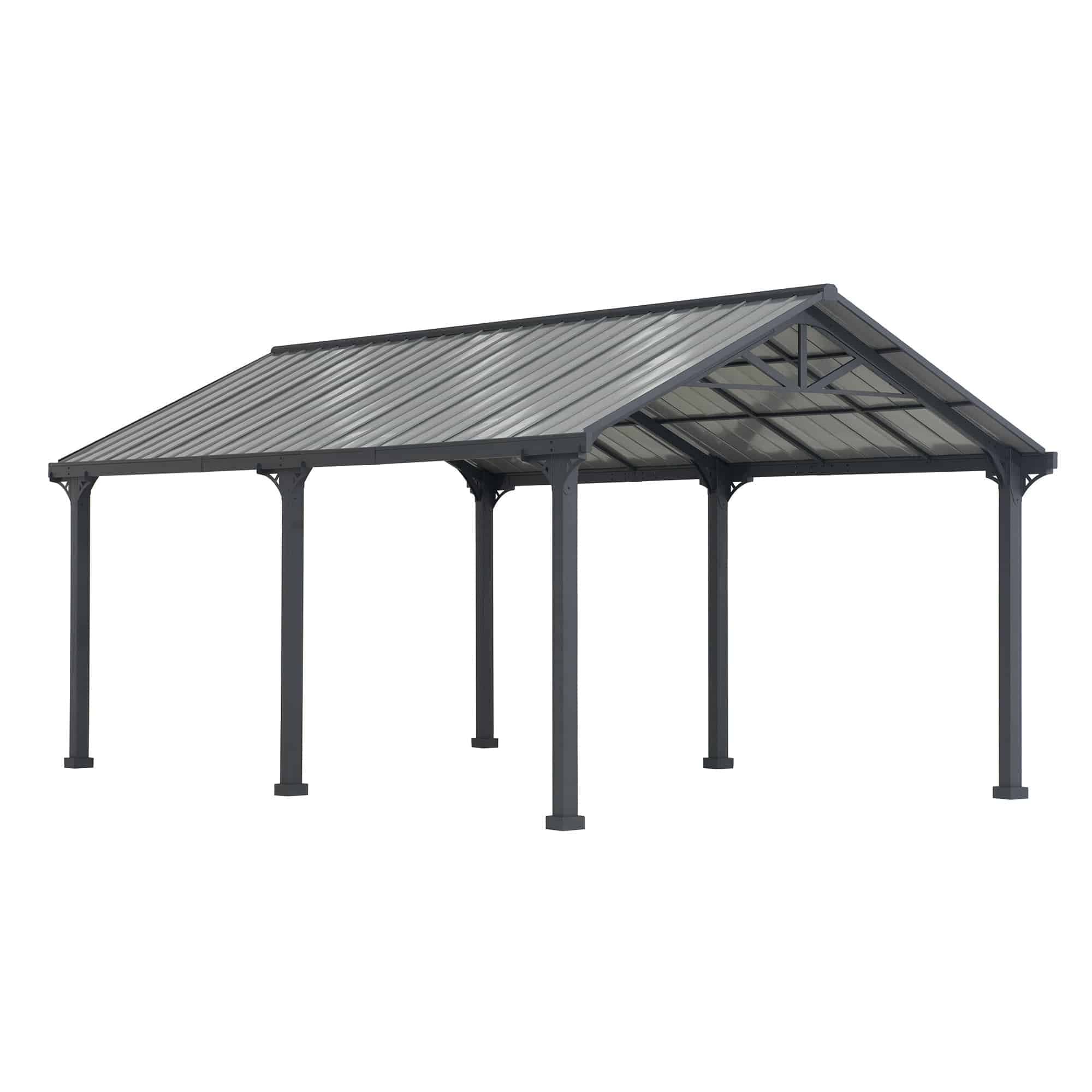SUNJOY 12x20 Metal Carport Gable Roof Gazebo with 2 Ceiling Hooks.
