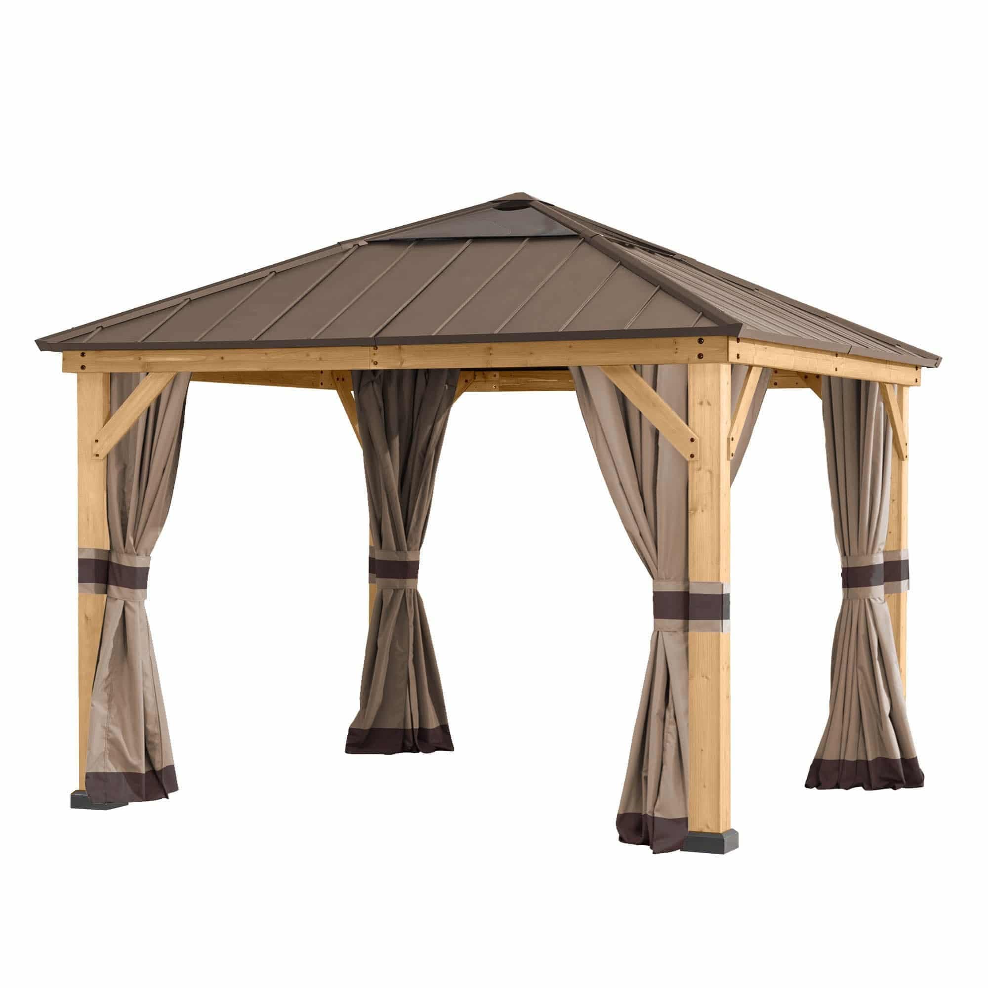SUNJOY Replacement Curtains for 11 ft. ×11 ft. Wood-Framed Gazebos.