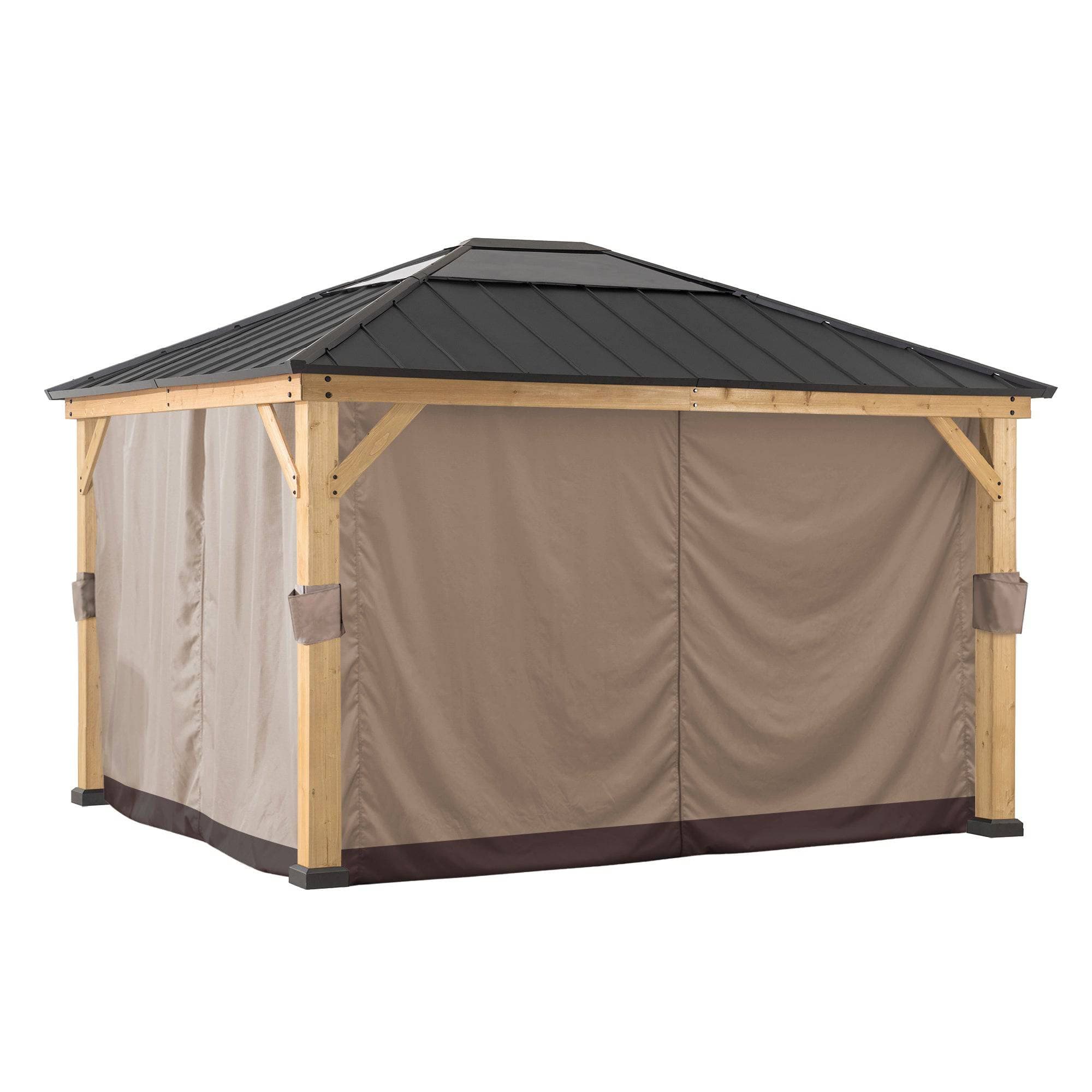 SUNJOY Replacement Curtains for 11 ft. ×13 ft. Wood-Framed Gazebos.