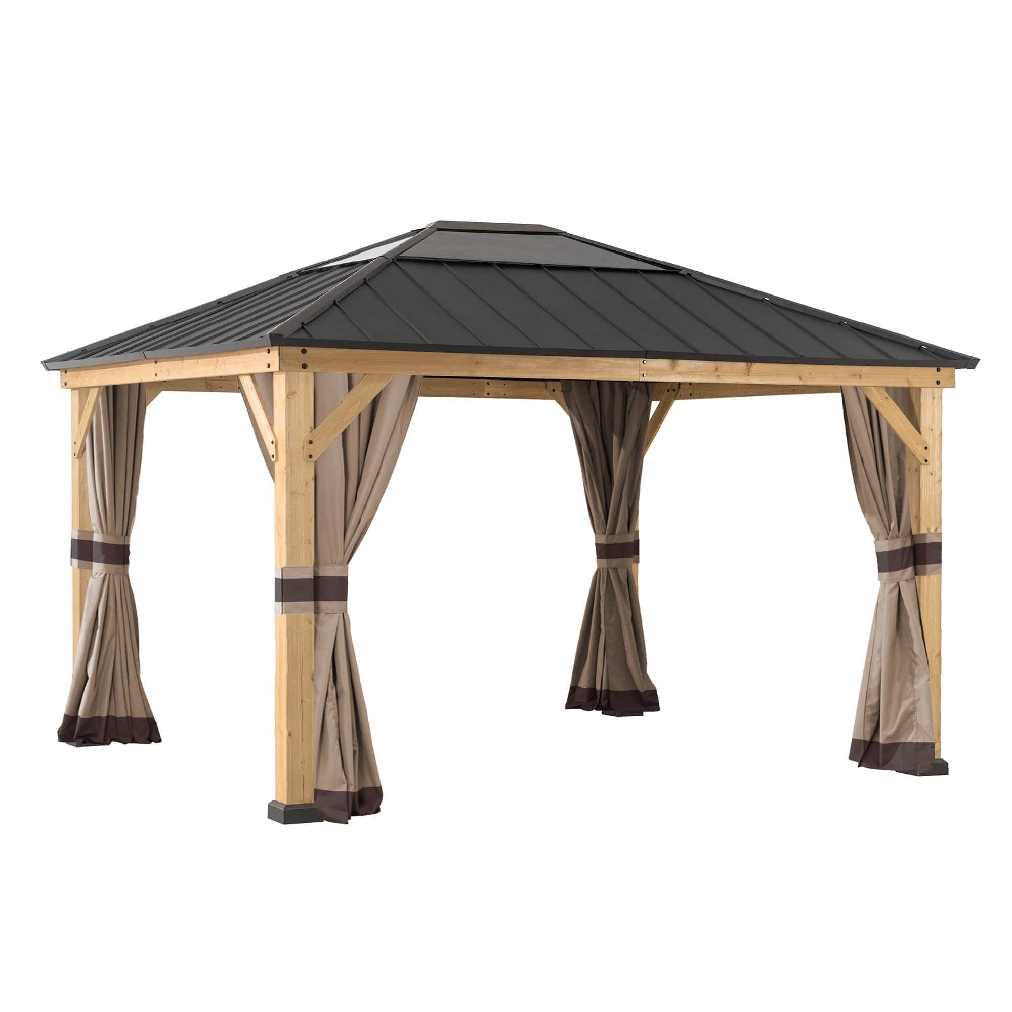 SUNJOY Replacement Curtains for 11 ft. ×13 ft. Wood-Framed Gazebos.