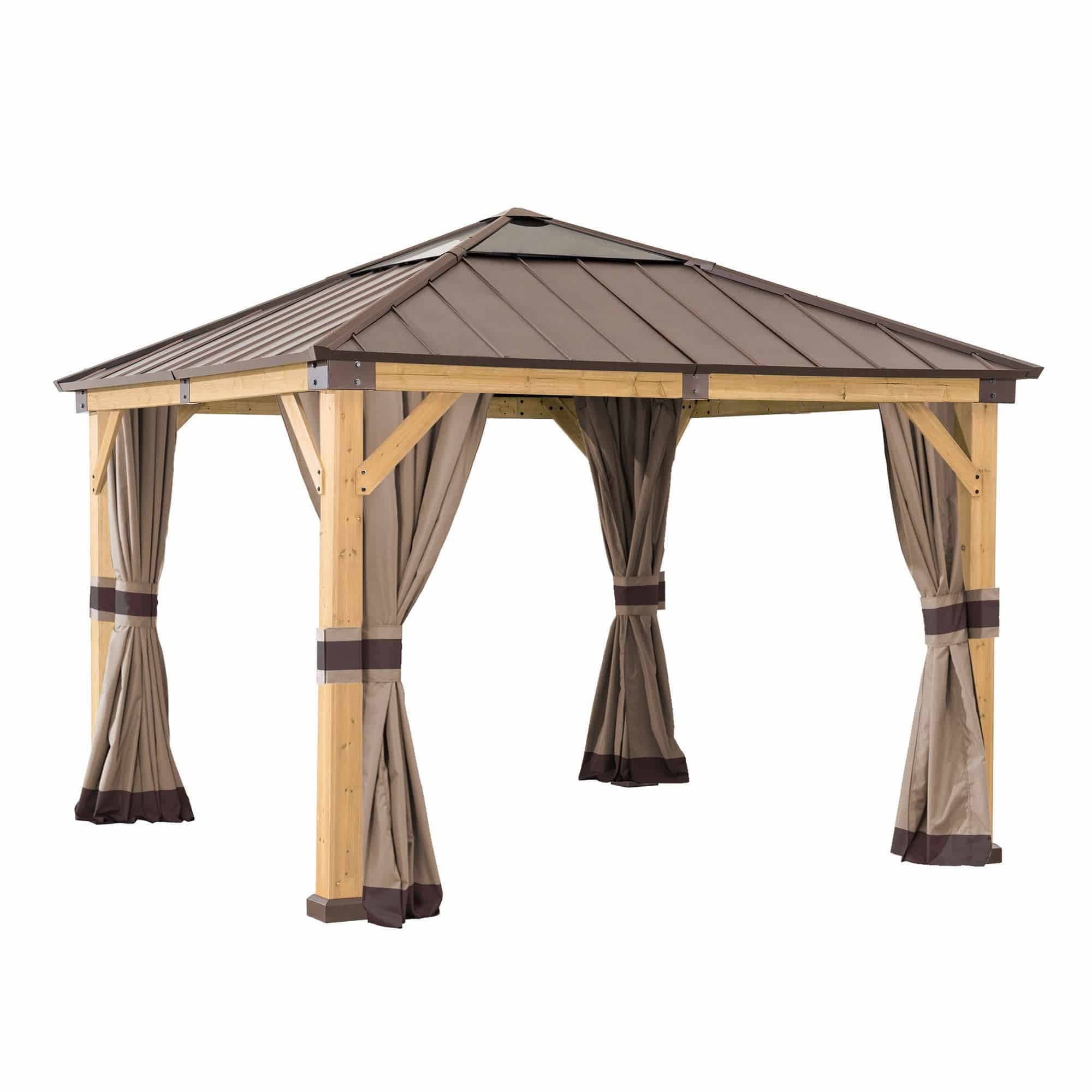 SUNJOY Replacement Curtains for 9 ft. × 9 ft. Wood-Framed Gazebos.