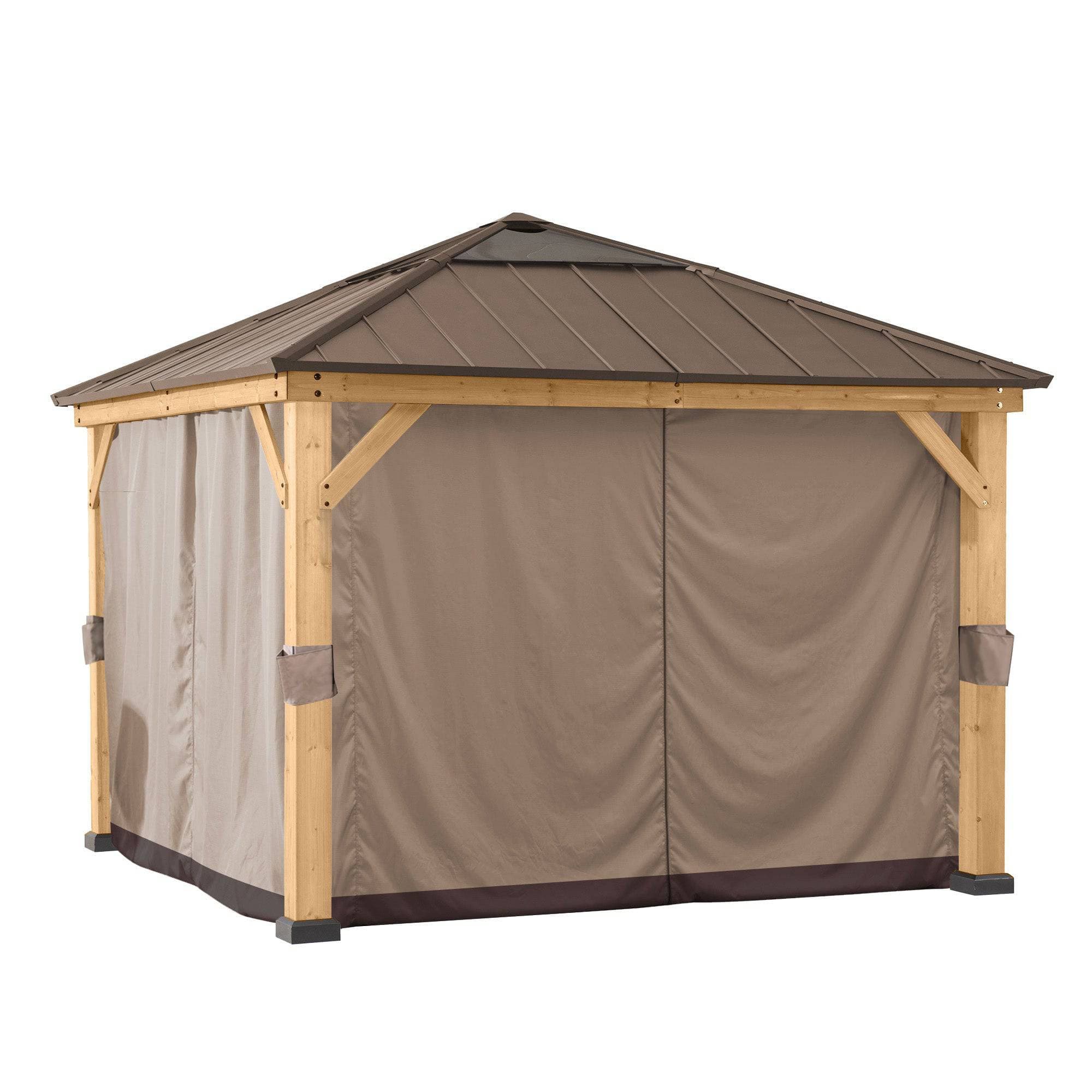 SUNJOY Replacement Curtains for 9 ft. × 9 ft. Wood-Framed Gazebos.