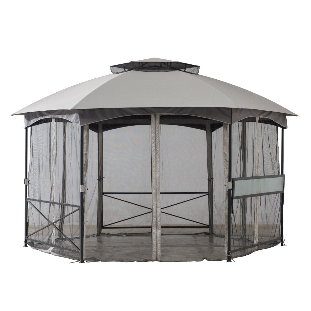 SUNJOY Light Grey+Dark Grey Replacement Mosquito Netting For Hexagonal Gazebo (15X15 Ft) A101011200 Sold At SunNest.