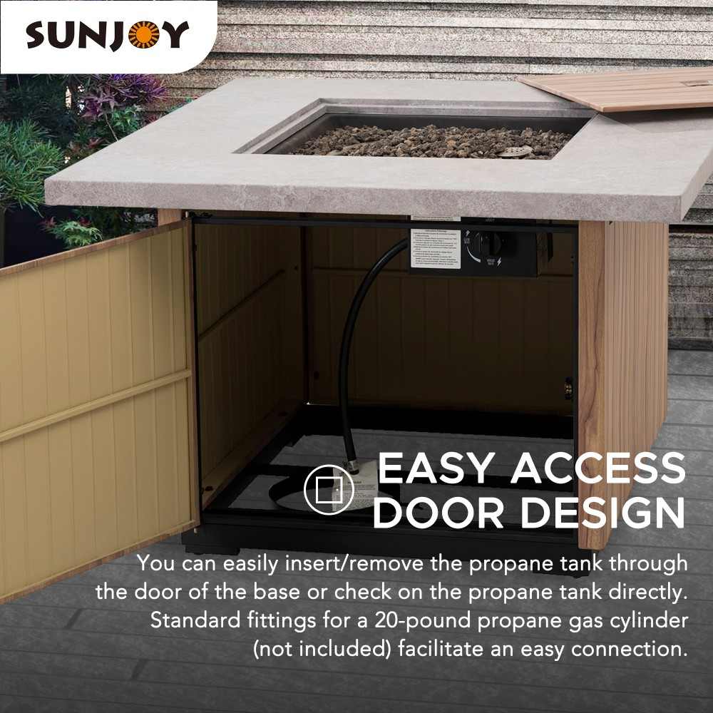 SUNJOY 38 Inch Outdoor Patio Propane Firepit Table with Lava Rocks.