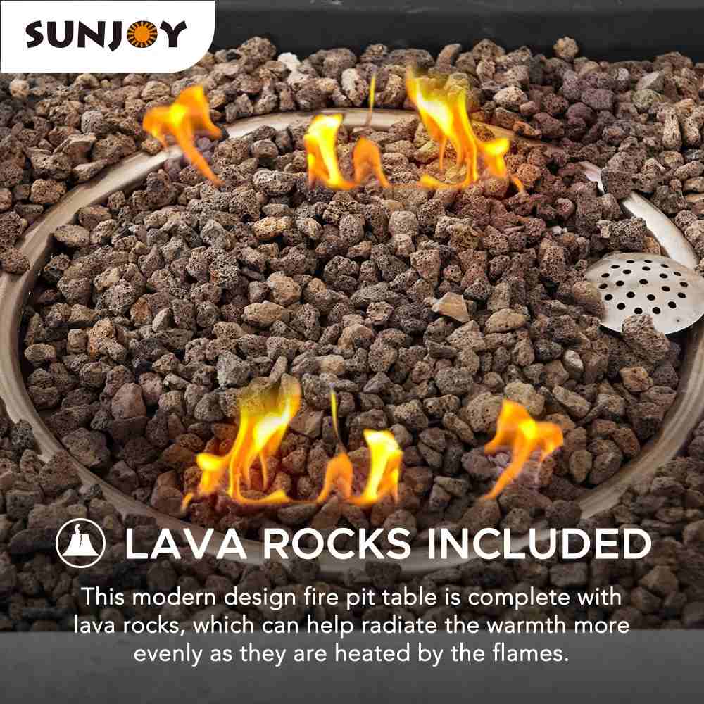 SUNJOY 38 Inch Outdoor Patio Propane Firepit Table with Lava Rocks.