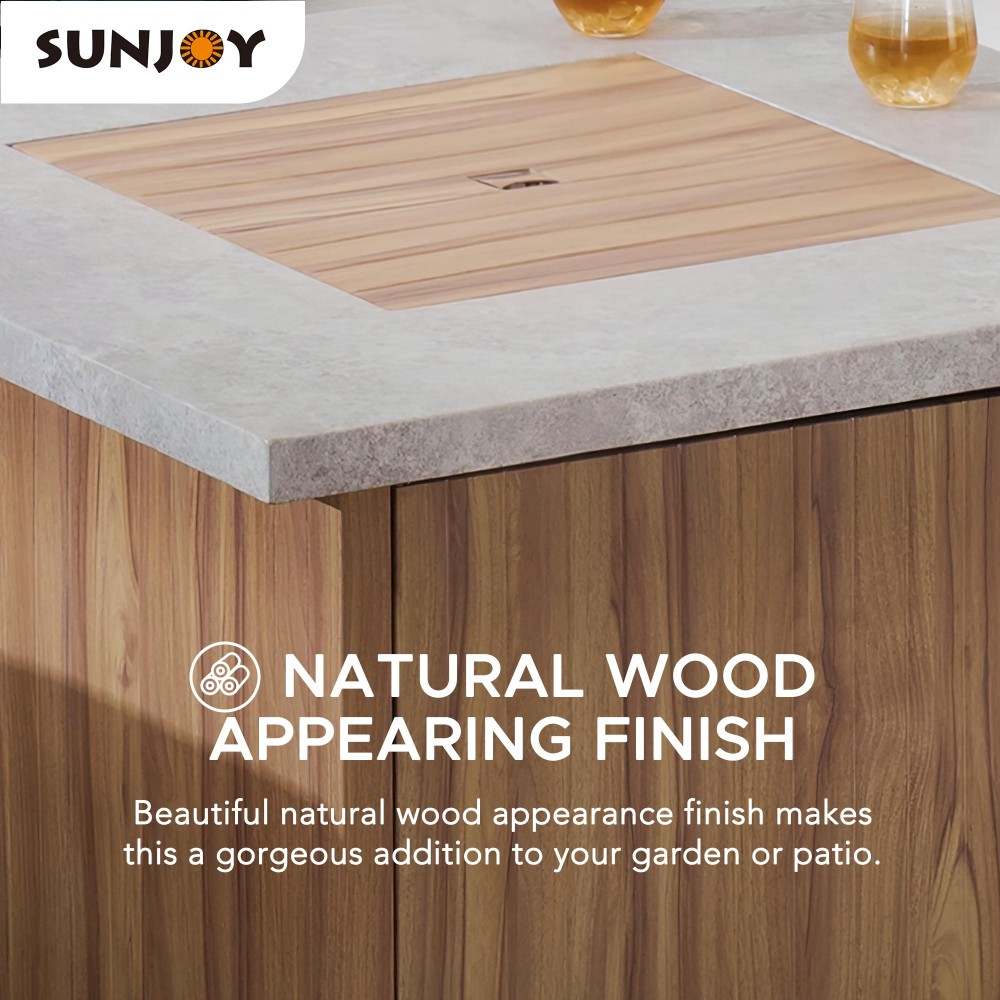 SUNJOY 38 Inch Outdoor Patio Propane Firepit Table with Lava Rocks.