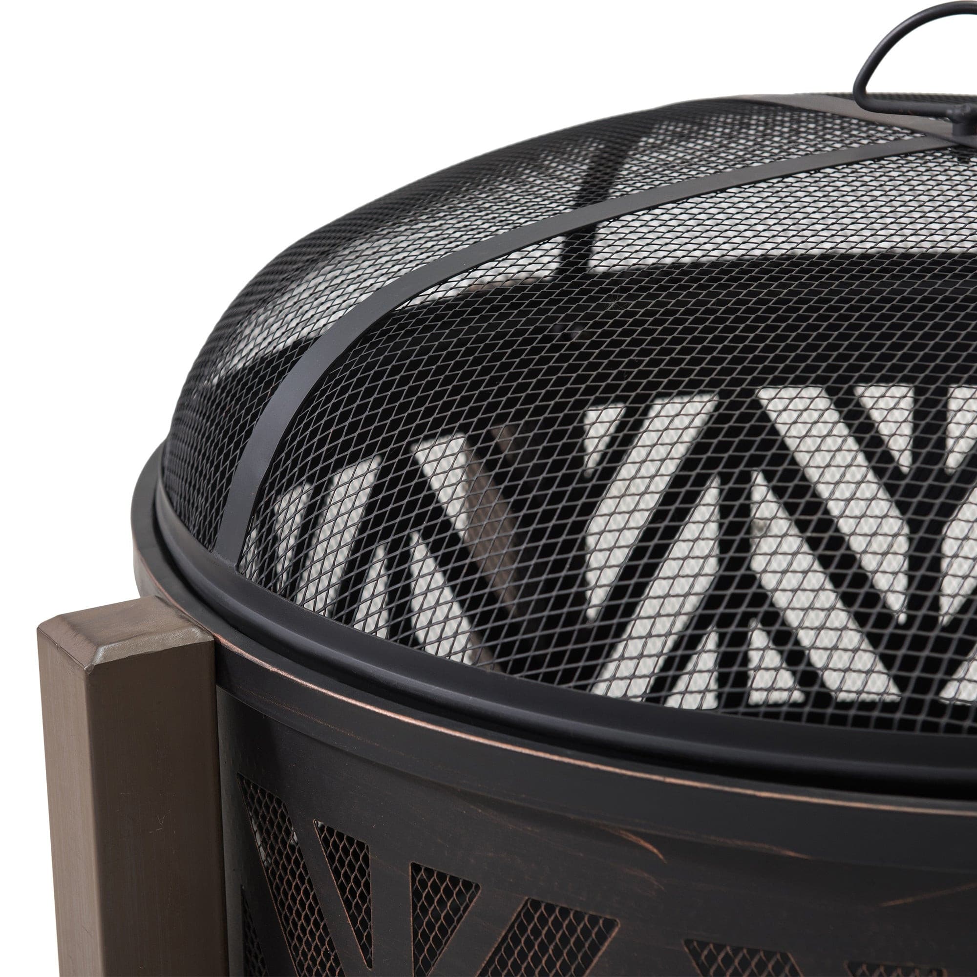 SUNJOY 31 Inch Black Wood Burning Steel Fire Pit with Spark Screen.