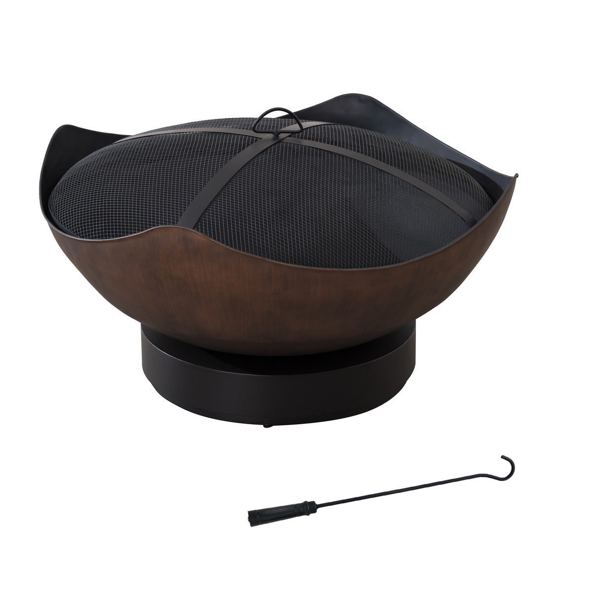 SUNJOY 32 Inch Copper Steel Outdoor Wood Fire Pit with Spark Screen.