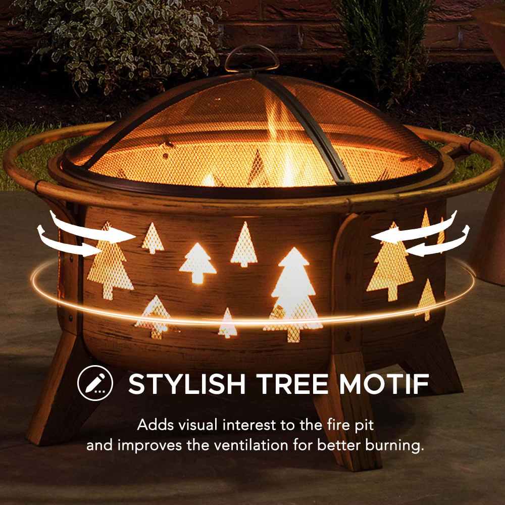 SUNJOY Outdoor Fire Pit Portable Backyard Fire Pit Large Round Fire Pit.