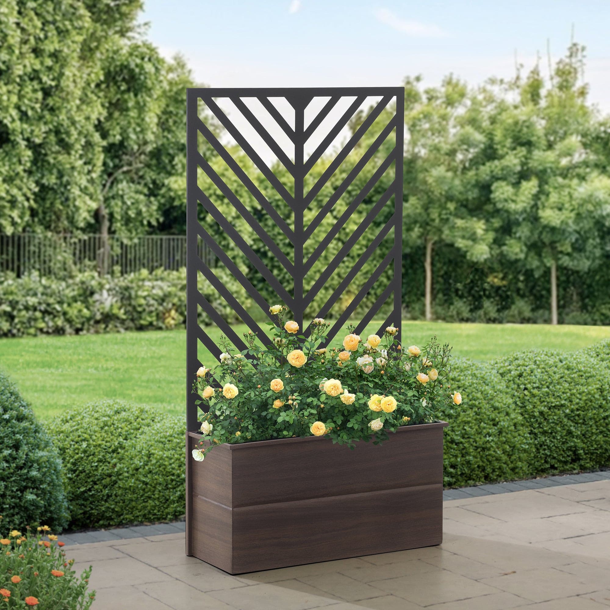 SUNJOY Raised Garden Bed with Trellis - Screen & Planter Box Combo