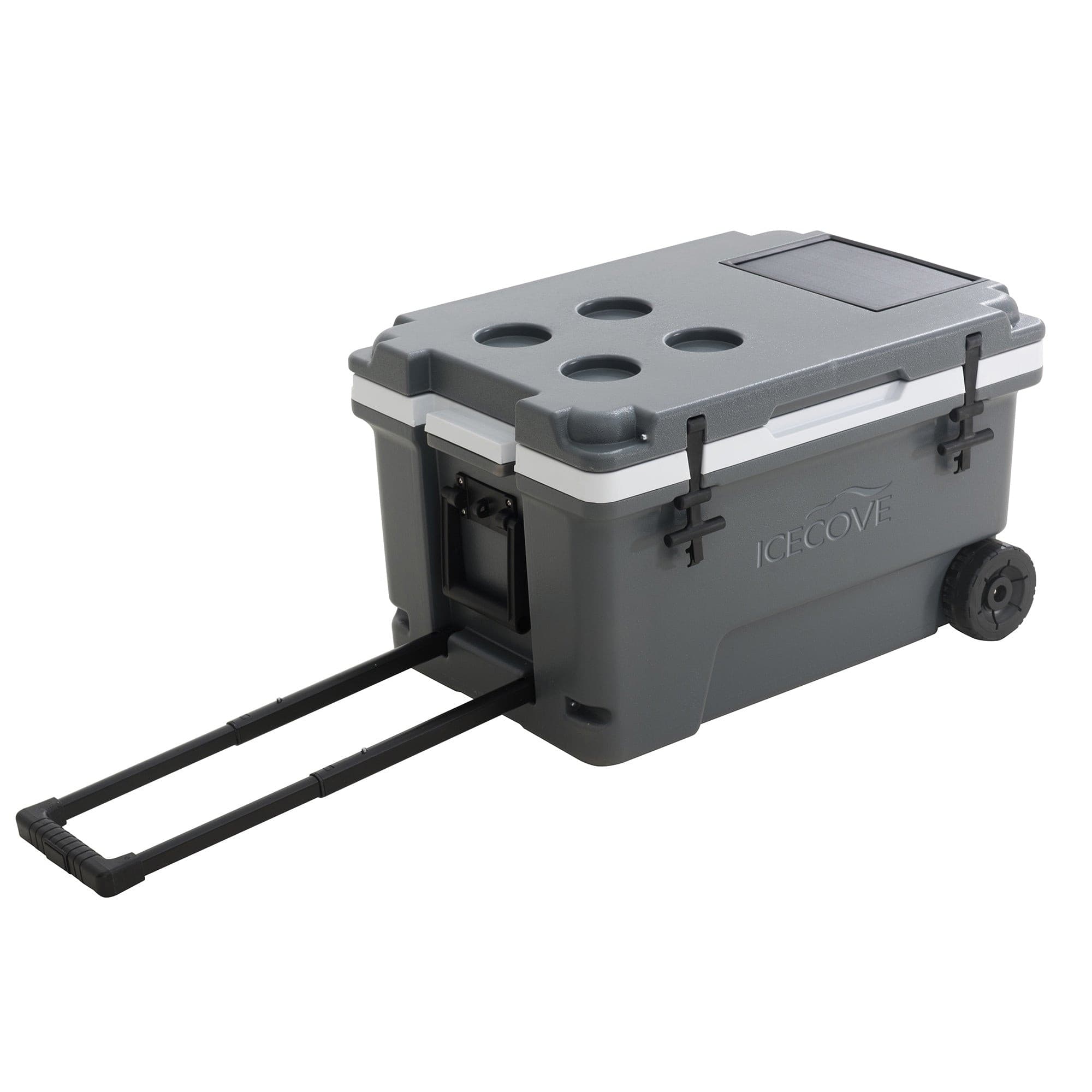 SUNJOY 60-quart Insulated Beach Ice Chest Cooler with Solar Panel, Wheels, and Handles