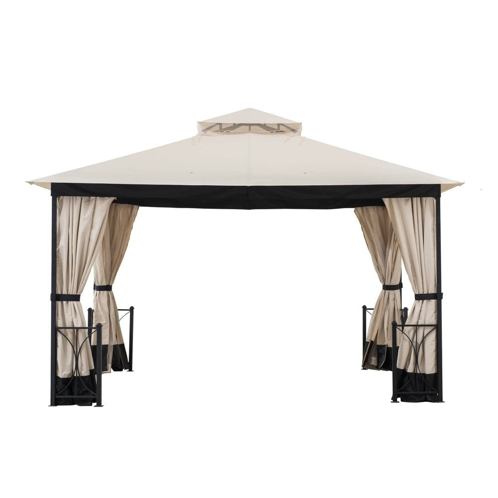 SUNJOY Beige+Black Replacement Canopy For Belcourt Gazebo (10X12 Ft) A101012400.