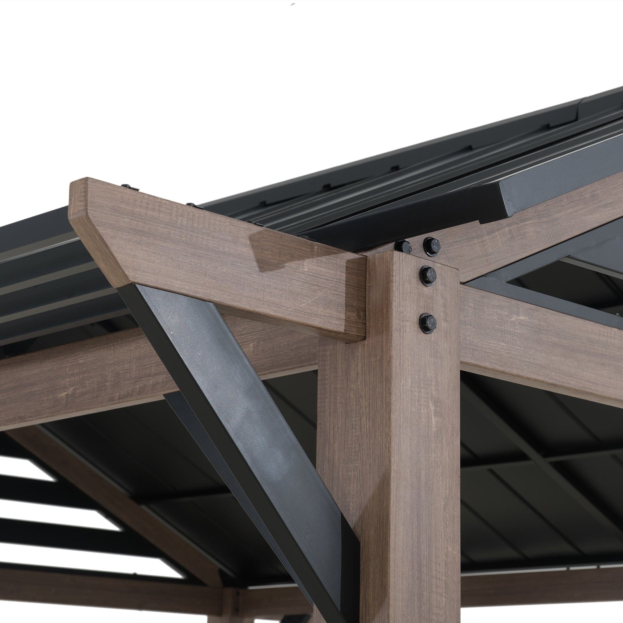 SUNJOY 13x13 Black Steel Gazebo with Decorative Beam.