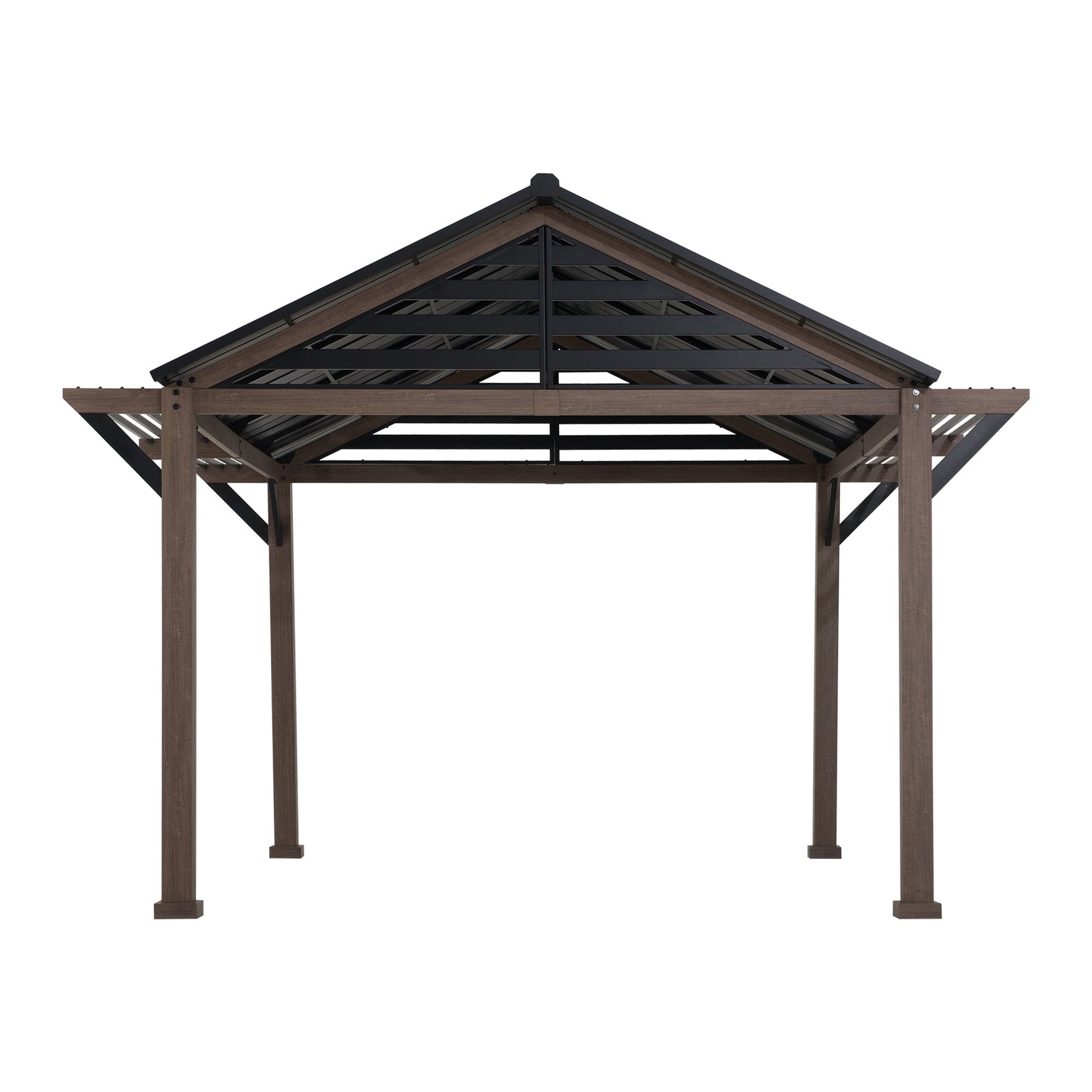SUNJOY 13x13 Black Steel Gazebo with Decorative Beam.