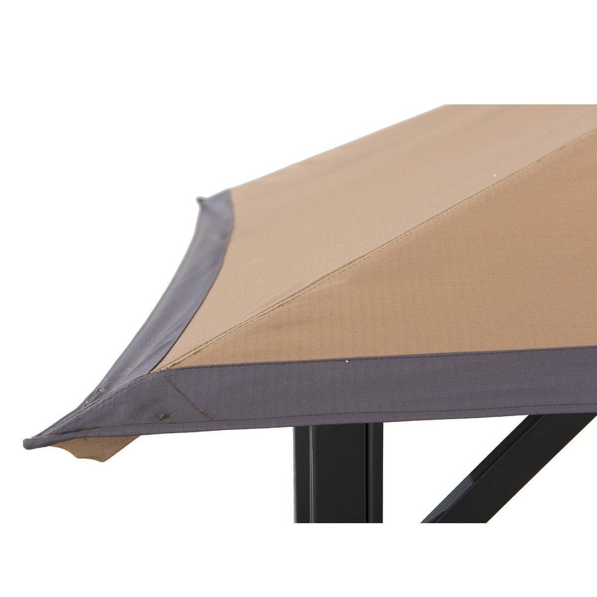 SUNJOY Outdoor Patio 5x8 Khaki 2-Tier Steel Backyard Soft Top Grill Gazebo with Bar Shelves and Hooks.