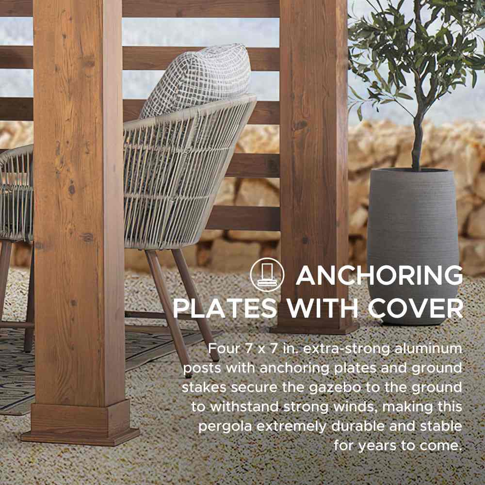 SUNJOY 11x13 Backyard Aluminum Pergola with Retractable Sling Canopy.