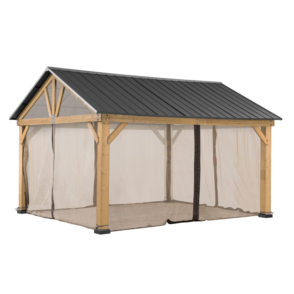 SUNJOY Replacement Mosquito Netting for 13 ft. × 15 ft. Wood-Framed Gable Roof Gazebos (W/Netting Tube).