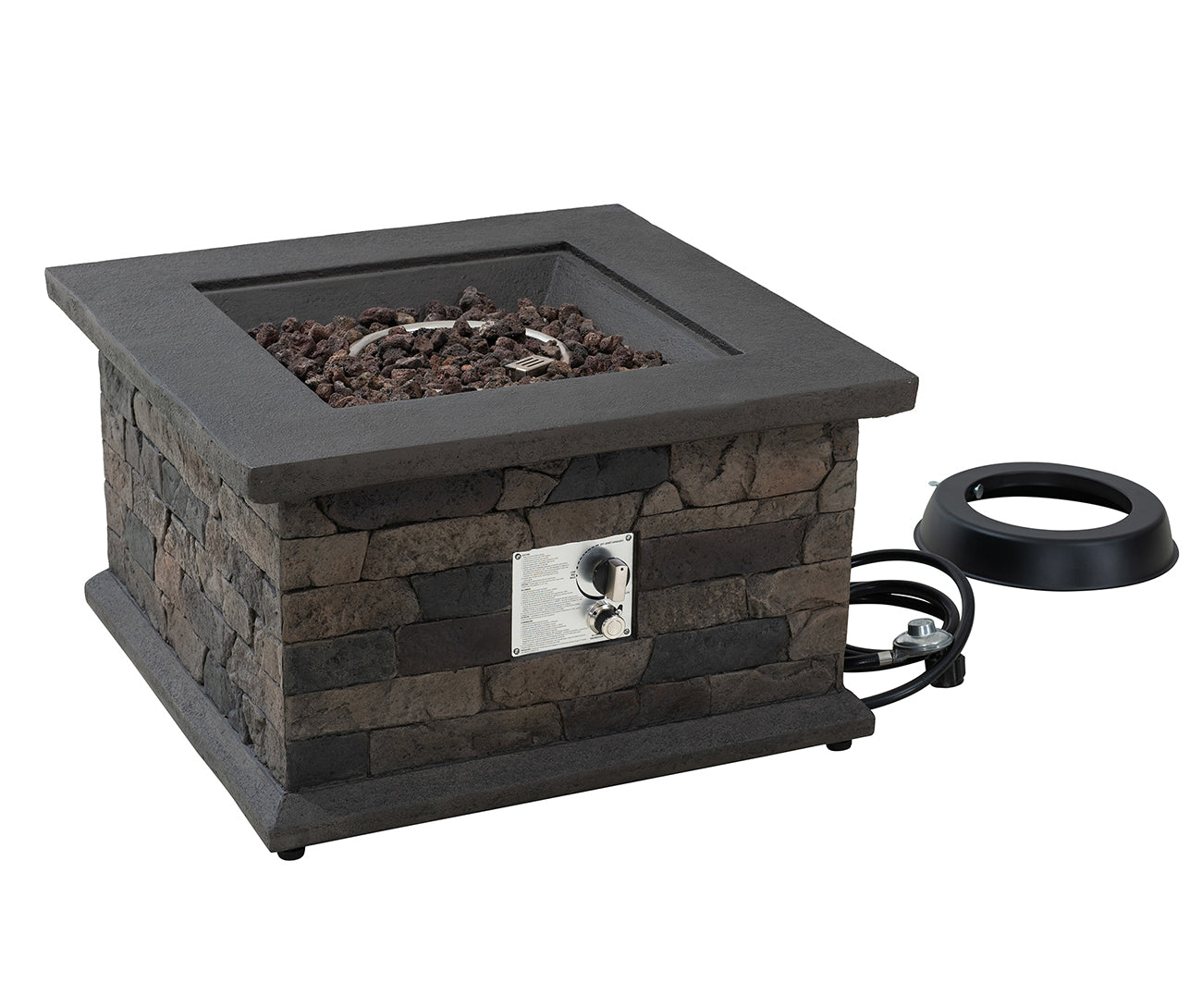 SUNJOY 28 Inch Outdoor Propane Gas Fire Pit Table with Lava Rocks.