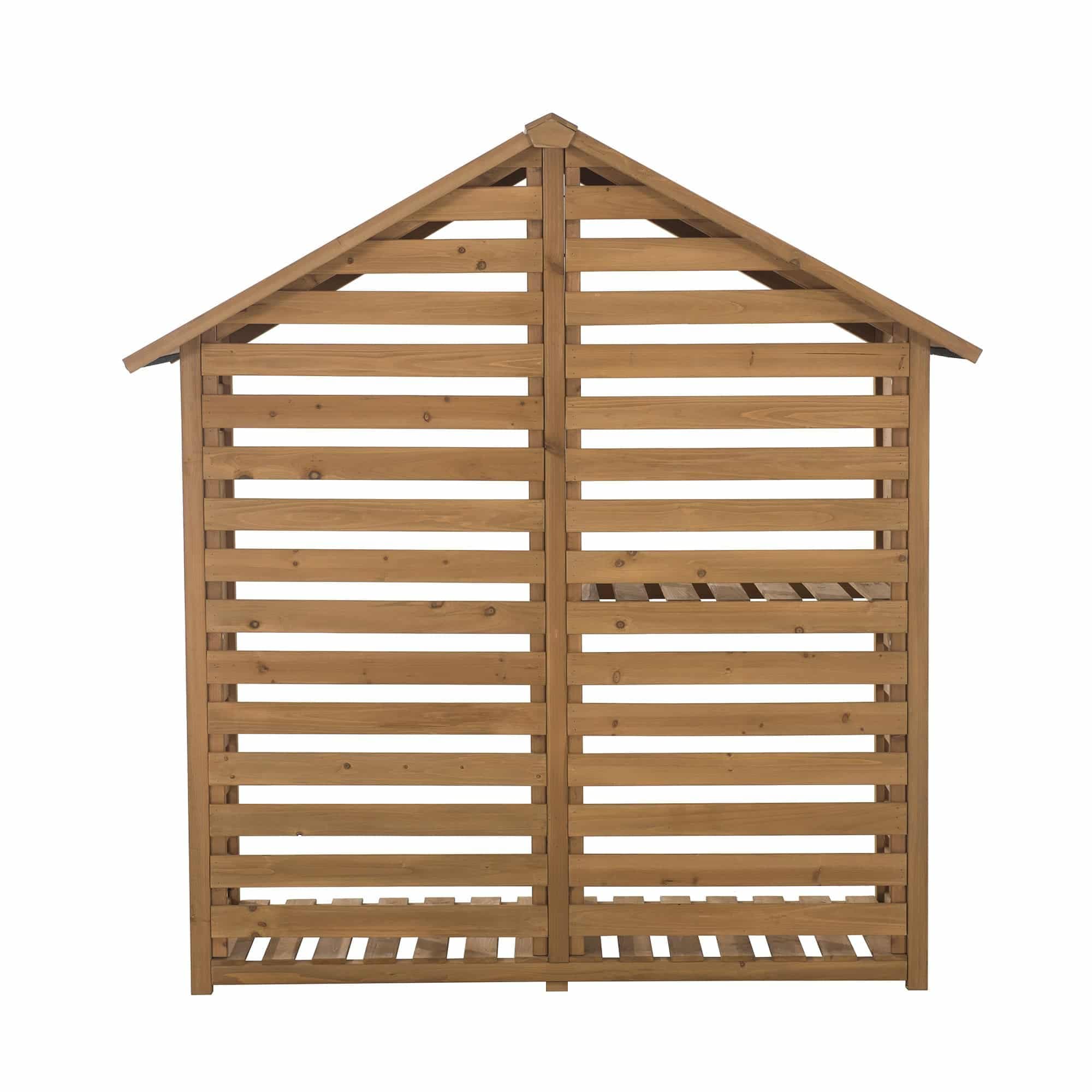 SUNJOY Outdoor Cedar Firewood Storage Rack Shed with Asphalt Roof.