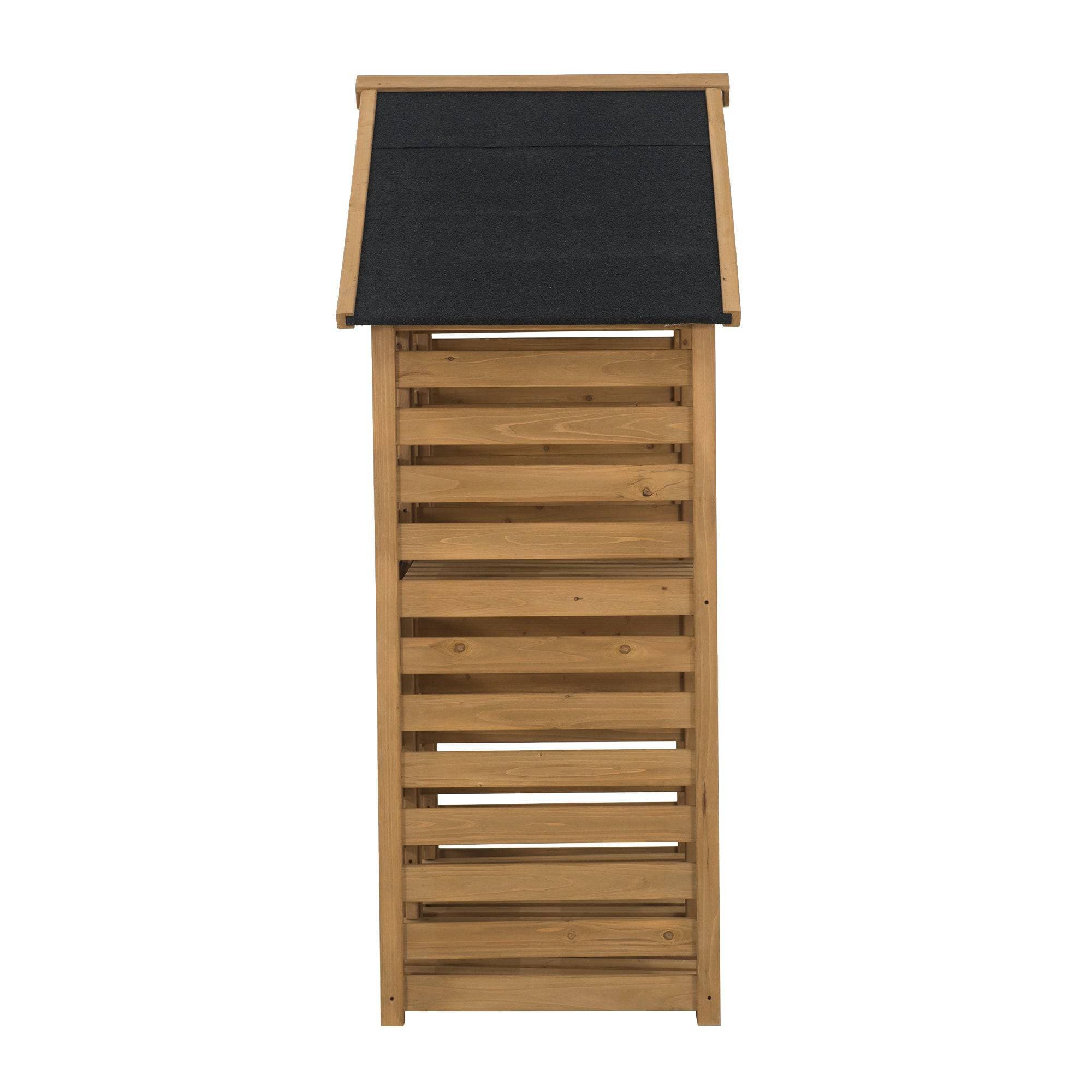 SUNJOY Outdoor Cedar Firewood Storage Rack Shed with Asphalt Roof.
