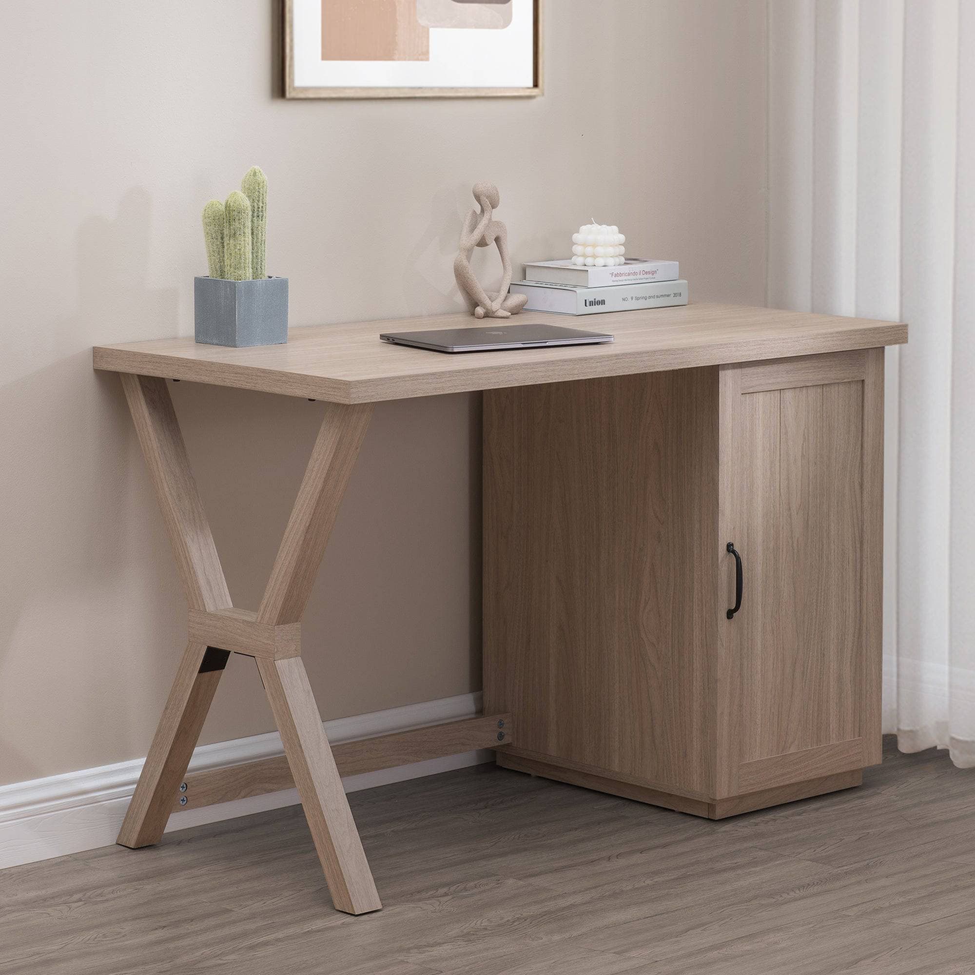 SUNJOY 47" Farmhouse Design Computer Desk with Cabinet.