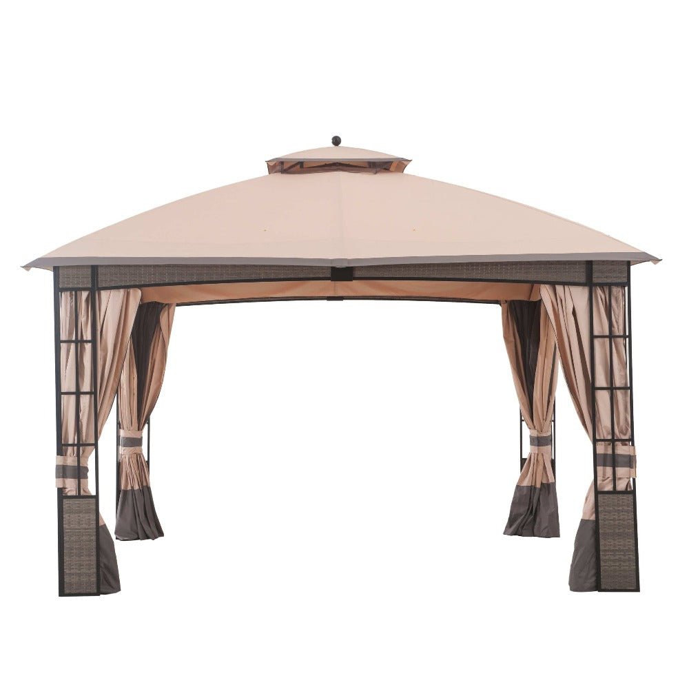 SUNJOY Beige+Dark Brown Replacement Canopy For Lakewood Soft Top Gazebo (10X12 Ft) L-GZ1165PST Sold At Big Lots.