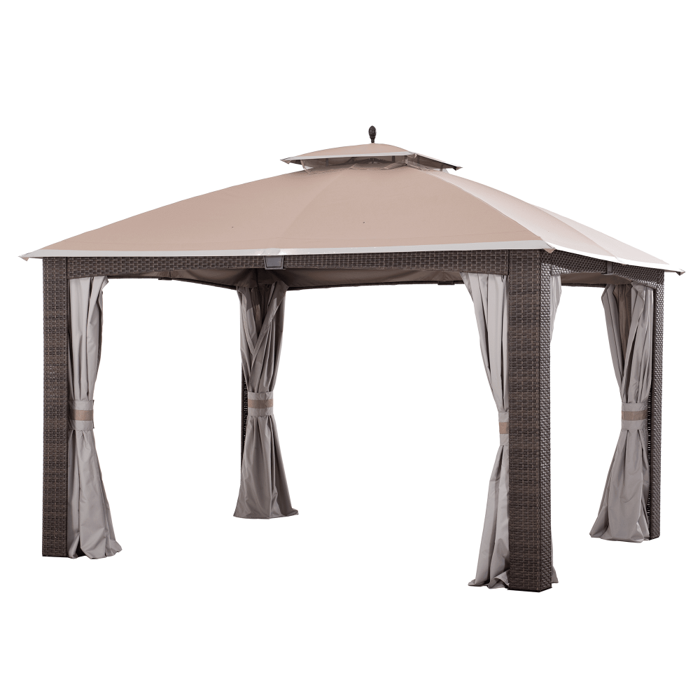 SUNJOY Khaki Replacement Canopy For Augusta Wicker Gazebo (10X12 Ft) L-GZ1190PST Sold At Big Lots.