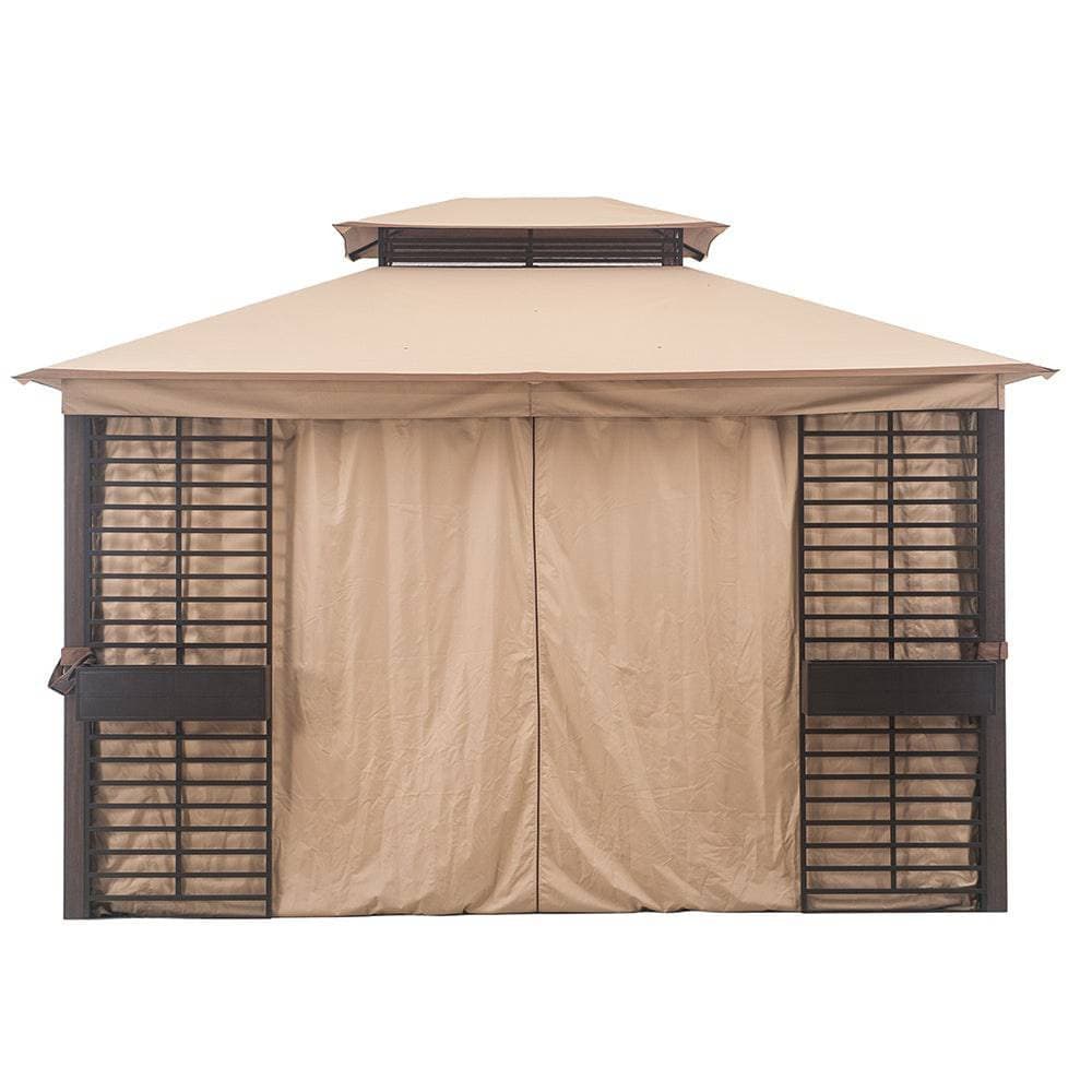 SUNJOY Tan+Brown Replacement Curtain For Gt Soft Top W/ Flwr Boxes Gazebo (11x13 FT) L-GZ882PST-D Sold At Lowe's.