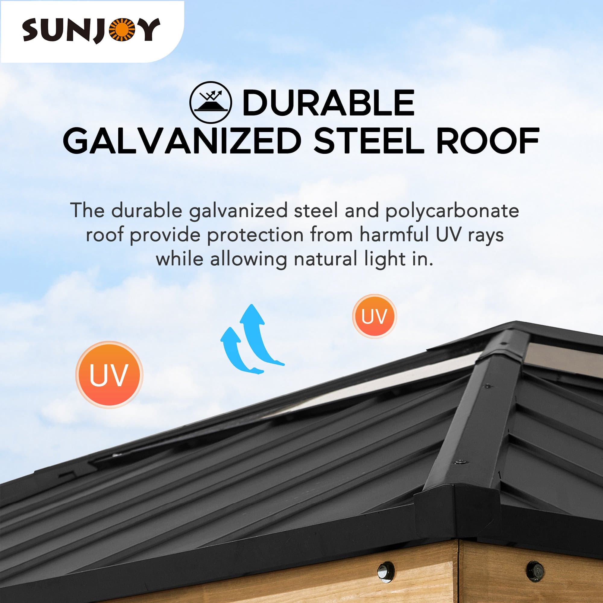 SUNJOY 11x13 Wooden Gazebo Kits with Skylight and Ceiling Hook.