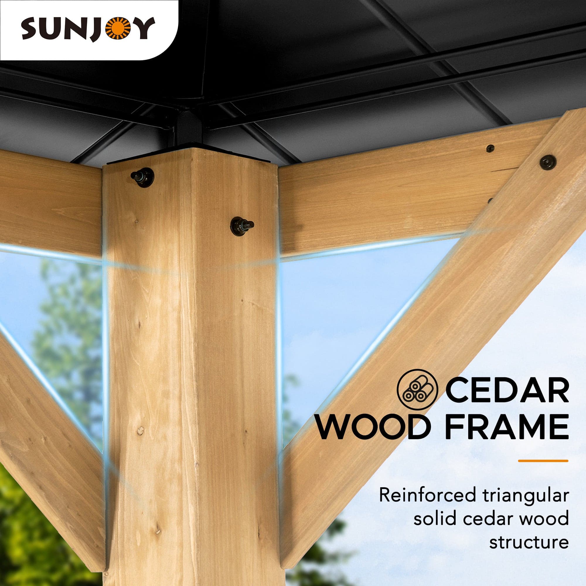 SUNJOY 11x13 Wooden Gazebo Kits with Skylight and Ceiling Hook.
