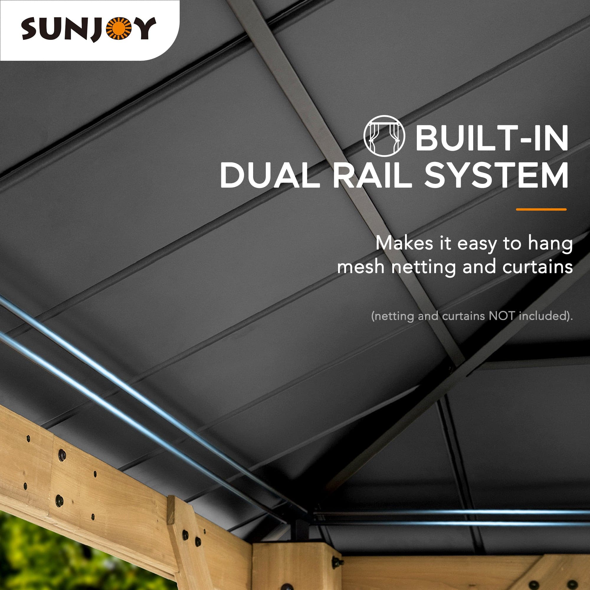 SUNJOY 11x13 Wooden Gazebo Kits with Skylight and Ceiling Hook.