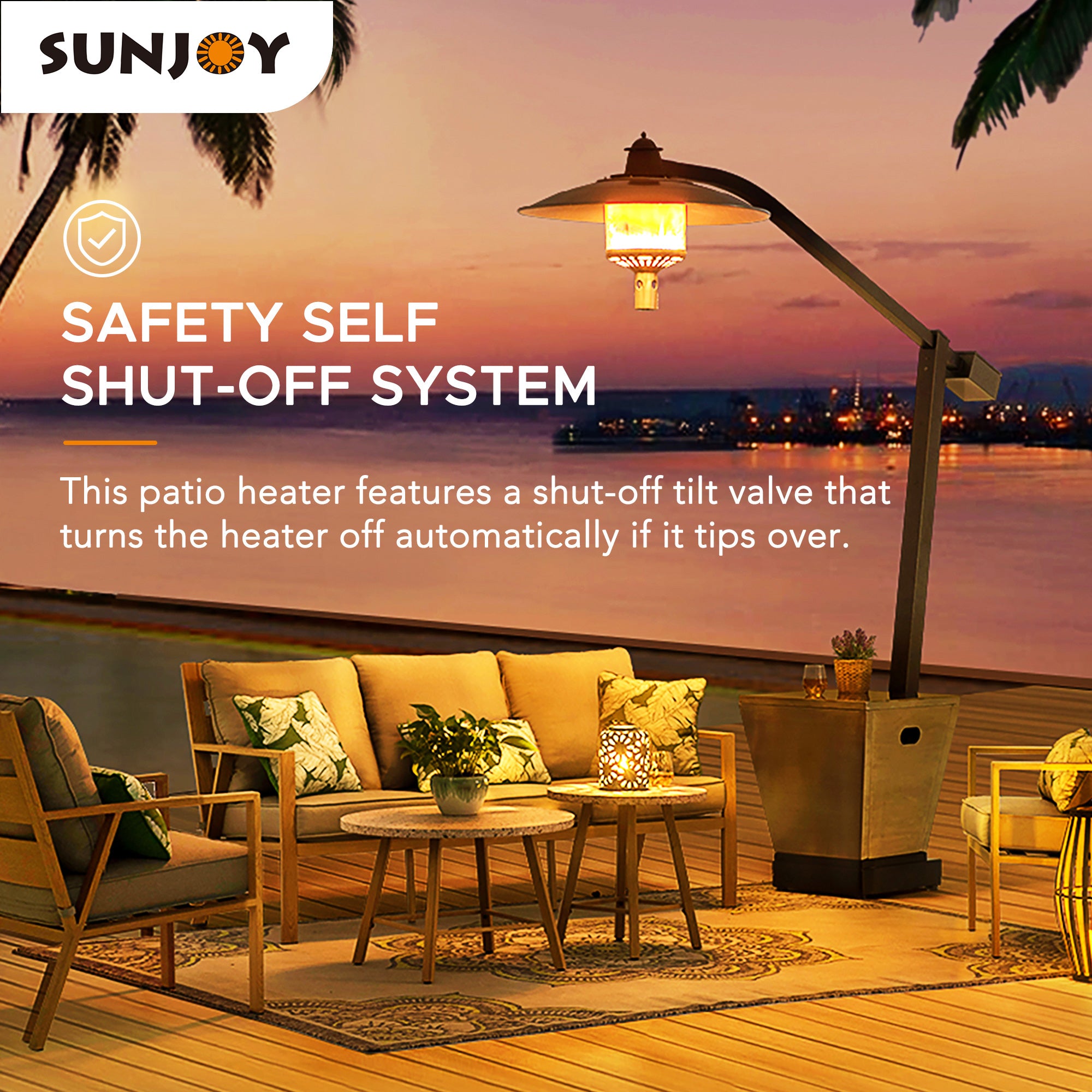 SUNJOY 45,000 BTU Portable Offset Propane Gas Heater with Wheels.