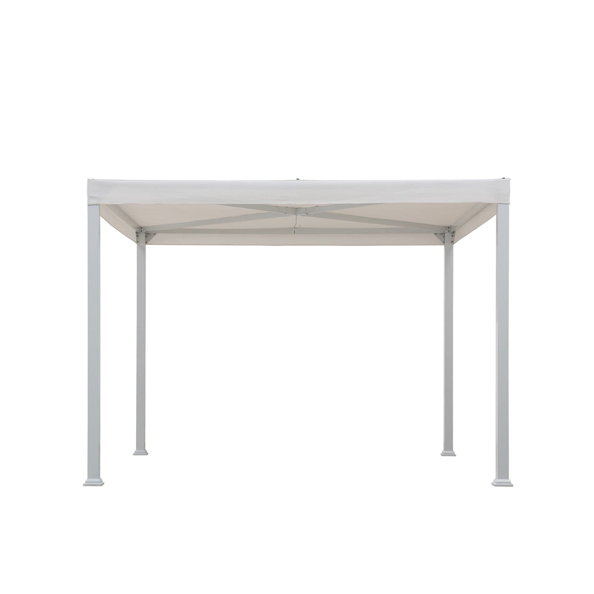 SUNJOY 10x10 White Steel Flat Top Gazebo with Ceiling Hook.