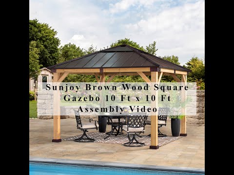 SUNJOY 11x13 Wooden Gazebo Kits with Skylight and Ceiling Hook.