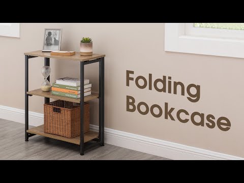 SUNJOY 24" Steel Frame Folding Bookcase with 3-Tier Shelves.