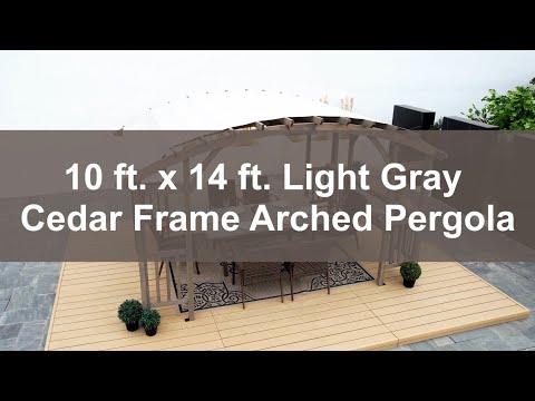 SUNJOY 10x14 Wood Pergola with Sunshade and Shelves.