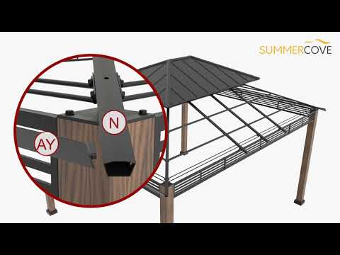 SUNJOY 13x15 Large Modern Gazebo with Metal Wood Look Posts.