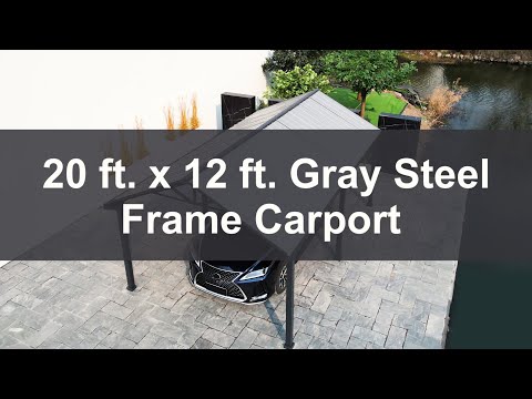 SUNJOY 12x20 Metal Carport Gable Roof Gazebo with 2 Ceiling Hooks.