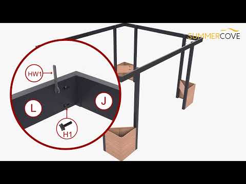 SUNJOY 10x12 Metal Garden Pergola Kit with Planters.