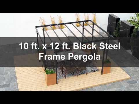 SUNJOY 10x12 Metal Garden Pergola Kit with Planters.