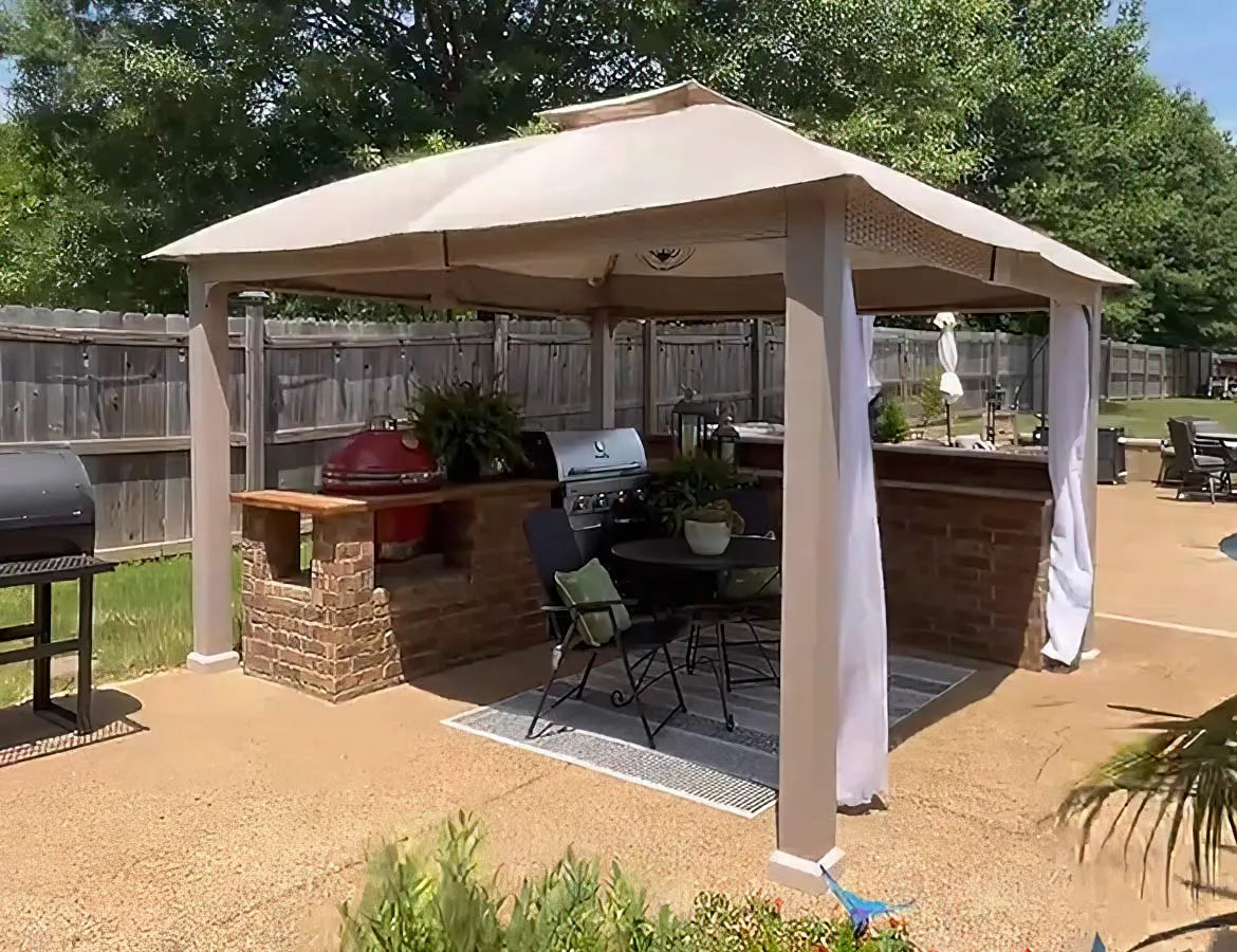 How to Decorate a Fabric Gazebo with Fabric and Lights