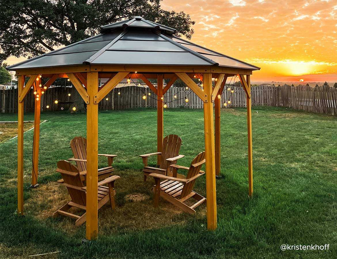 13x13 Octagon Wood Patio Gazebo with Ceiling Hook